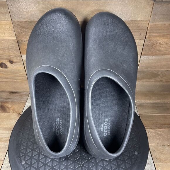 CROCS ON THE CLOCK LITERIDE SLIP-ON BLACK CLOG MENS SIZE 11 NON SLIP WORK SHOES - Picture 5 of 10